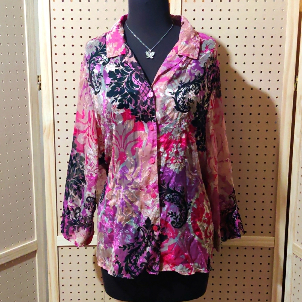 Pink Alfred Dunner button down blouse